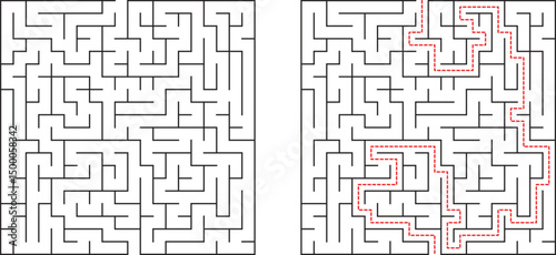Complex Maze Puzzle Solution Pathfinding, Labyrinth, Grid, Challenge, Game, Strategy, Brain Teaser, 