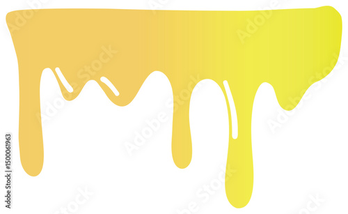 Sticker of yellow honey flowing in smooth curved streams with a gradient from orange to bright yellow.