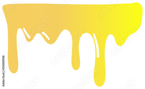 Sticker of yellow honey flowing in smooth curved streams with a gradient from orange to bright yellow.