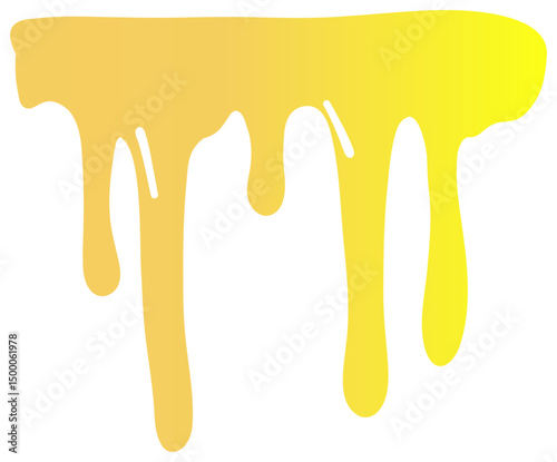 Sticker of yellow honey flowing in smooth curved streams with a gradient from orange to bright yellow.