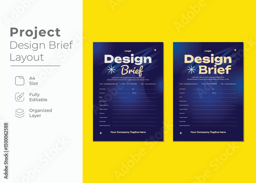 Navy Blue and Gold Utilitarian A4 Design Project Brief Template for Creative Companies