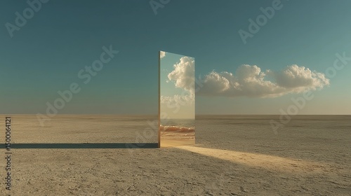 Freestanding full-body mirror on white background, perfect for fashion, styling, or minimalist accessory layouts in commercial visuals.