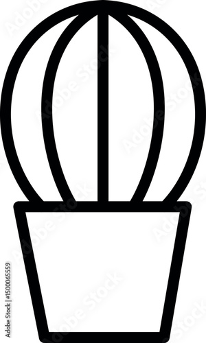 Outline potted cactus and succulent icon for home decor themes