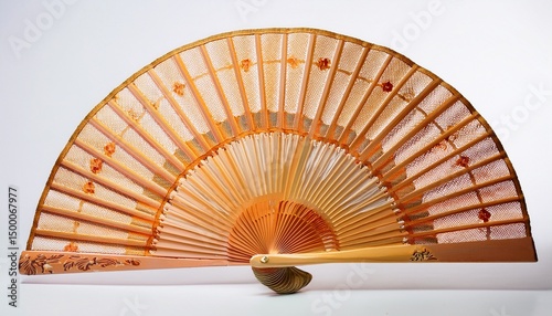 light orange regency era fan on a white background