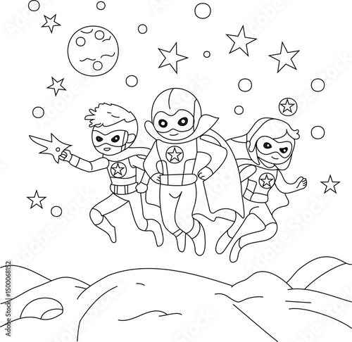 SPACE coloring pages Art & Illustration