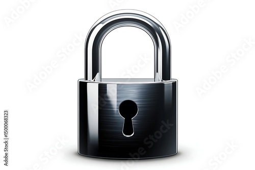 A chrome padlock with an open shackle, symbolizing security and freedom, depicted in a 3D icon style.