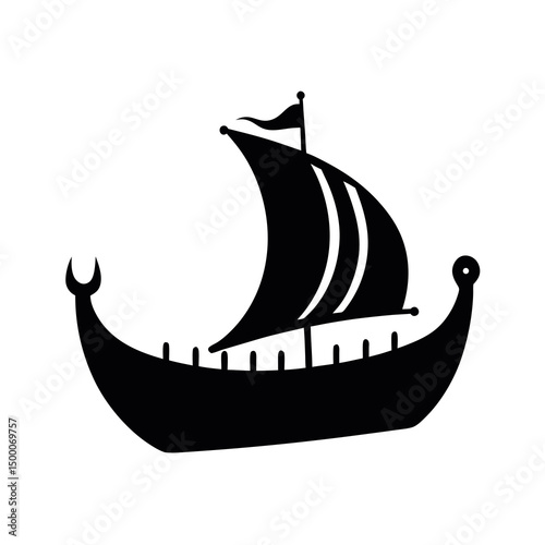 Traditional Longship Viking Silhouette Vector Art