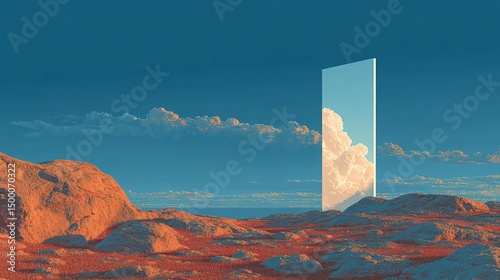 Standing mirror shown vertically in isolation, suitable for decor backgrounds, reflective object imagery, and modern furnishing visuals.