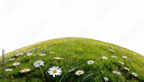 flower meadow grassy hill isolated on white background