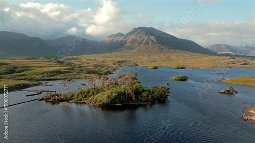 Connemara national park with Twelve Pines Island Galway county Ireland, Aerial