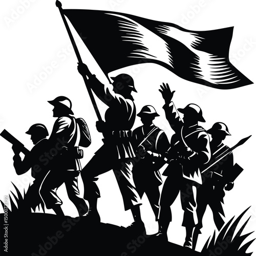 A Group of Soldiers Climbing Up a Hill Together