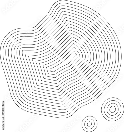 Concentric ink splotch with thick, overlapping layers and irregular spreading edges.