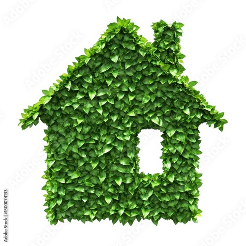 Green leaf house design isolated on white background