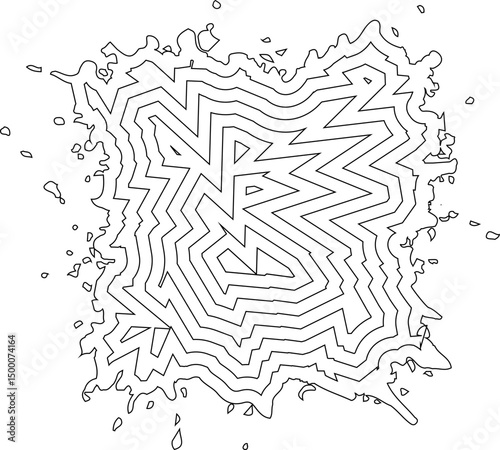 Concentric tiny ink speck with soft irregular dust-like outer edges and subtle textural contrast.