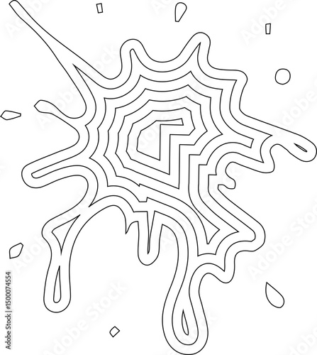 Concentric splash element composed of heart shapes radiating from the center with splatter-style edges.