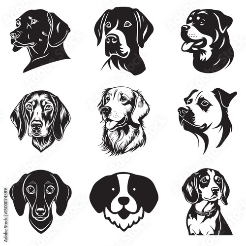 Sad black and white dog vector