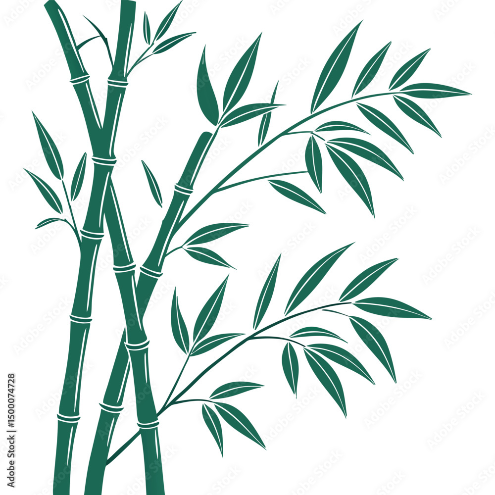 Obraz premium Green bamboo stalks and leaves