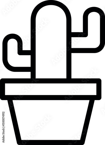 Outline potted cactus and succulent icon for home decor themes