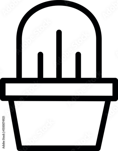 Outline potted cactus and succulent icon for home decor themes