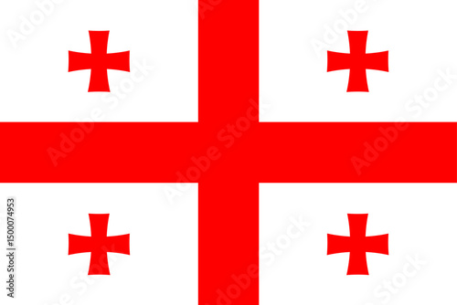 Republic of Georgia's flag - a white background with a red cross and four small red crosses in each quadrant.standard proportion. Resizable 