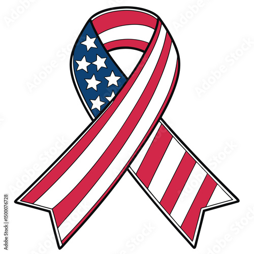 Patriotic Ribbon with American Flag Colors and Patterns