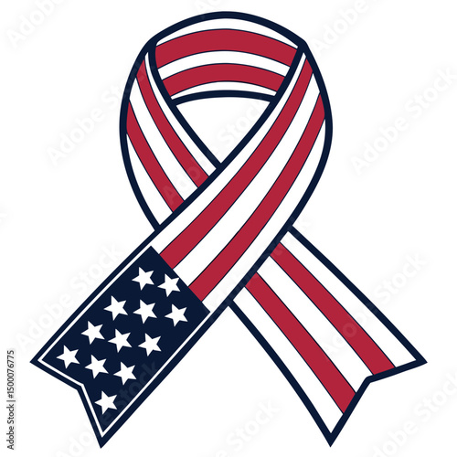United States Themed Ribbon Expressing Support and Patriotism