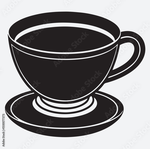 tea cup silhouette vector art illustration, black coffee cup