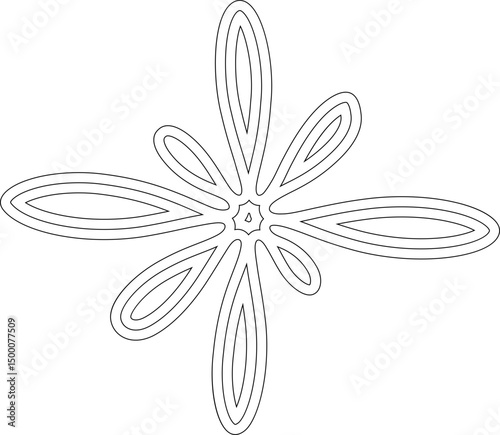 Concentric star-shaped composition with petal-like ink tips and symmetrical radial outline.