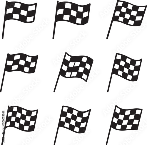 Race Flag Logo and Icon Set – Vector Template of Racing Flags

