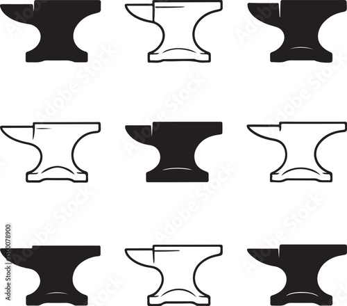 Vintage Anvil Icon – Blacksmith Tool Vector Illustration on White Background

