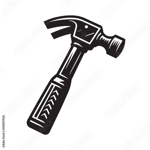 Black Hammer Silhouette Vector, High Quality Illustration on White Background