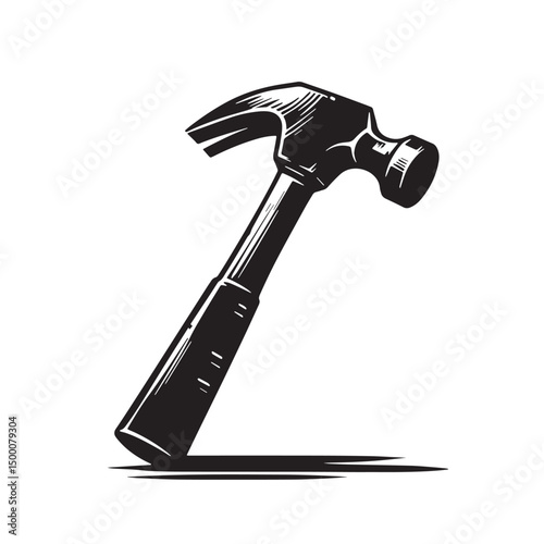 Black Hammer Silhouette Vector, High Quality Illustration on White Background