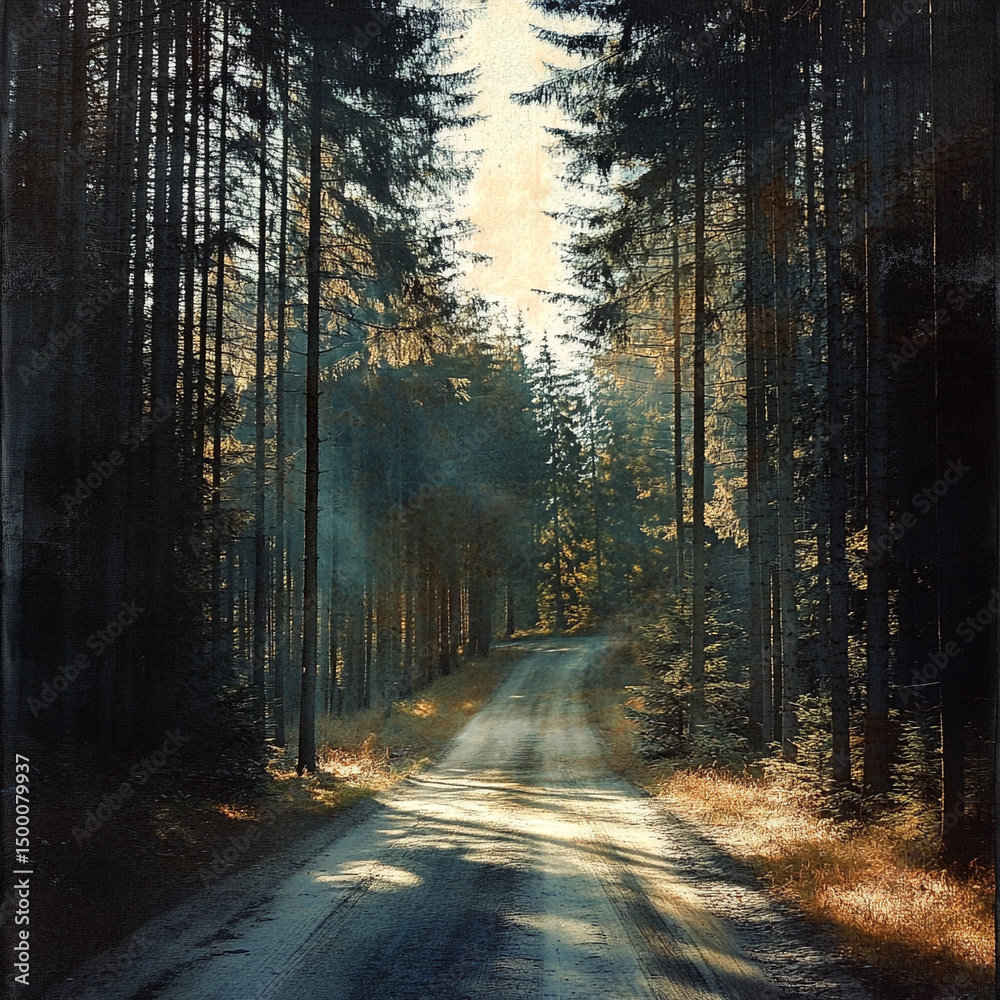 Fototapeta premium Forest road Forest road Light Forest road 