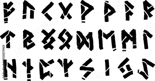 Rune sign, nordic medieval scandinavian alphabet. Pagan occult germanic symbol. Magic futhark runic letter