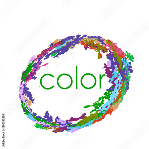 color text icon inside a colorful abstract paint splash circle