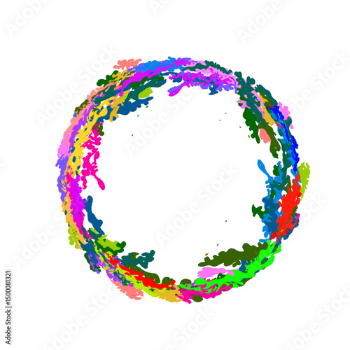 paint splashes forming colorful circles without a background