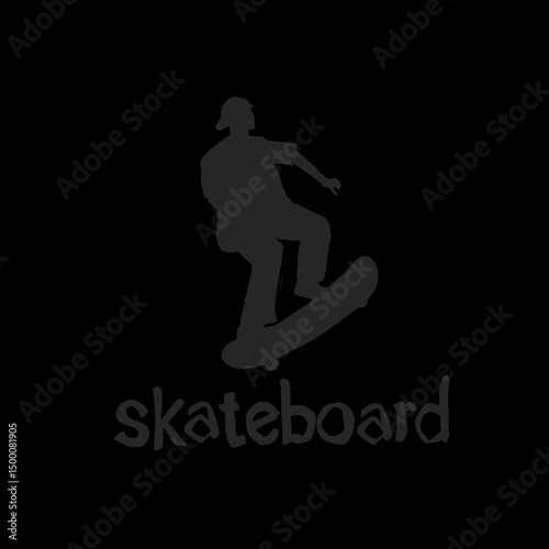 silhouette of skateboarder without background