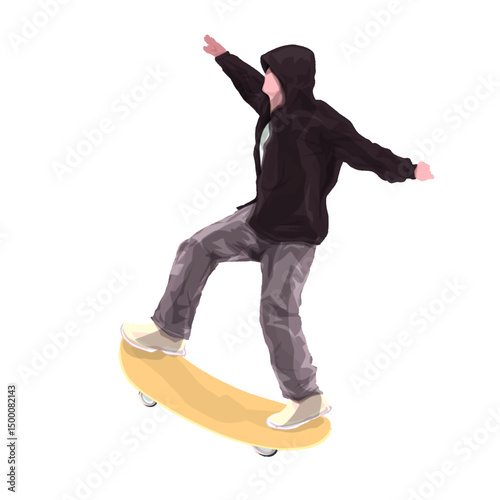 man with skateboard without background