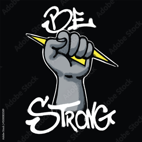  strength hand Urban Streetwear t shirt design