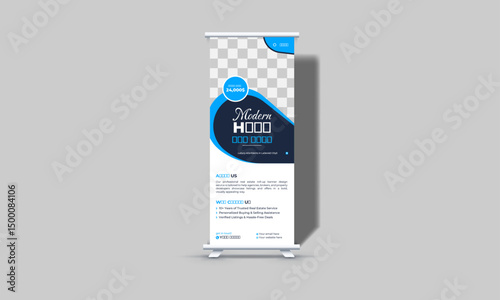 Corporate booth rollup banner for real estate agency business promotion, open house, outdoor banner, exhibition banner print-ready file 