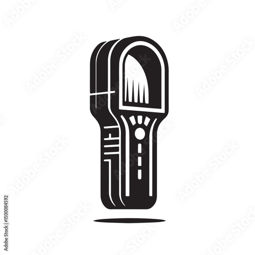 Black Stud Finder Silhouette Vector, High Quality Illustration on White Background