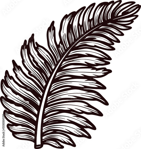 Intricate palm leaf with detailed linework