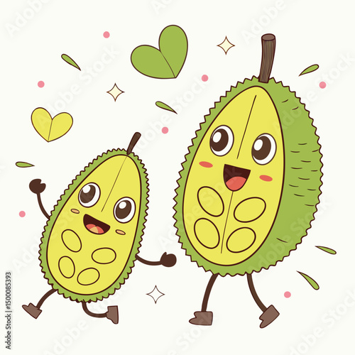 funny jack fruit cartoon illustration