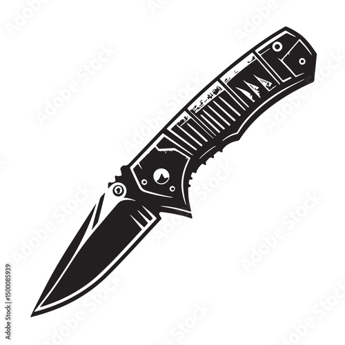 Black Utility Knife Silhouette Vector, High Quality Illustration on White Background