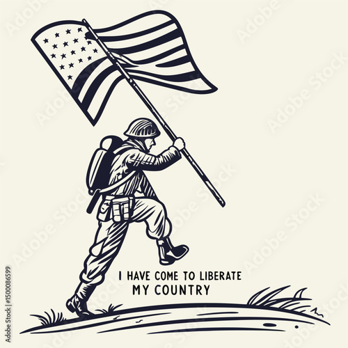 A Liberating Soldier American Flag A Symbol Of Patriotism