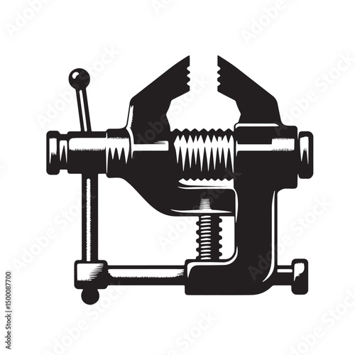 Black Vice Grips Silhouette Vector, High Quality Illustration on White Background