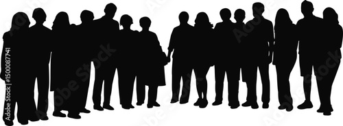 a big family together, silhouette vector