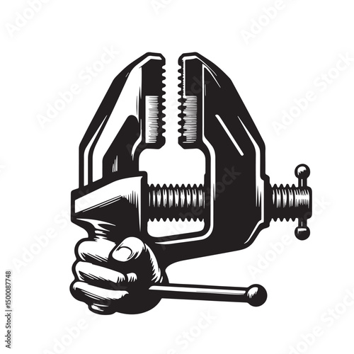 Black Vice Grips Silhouette Vector, High Quality Illustration on White Background