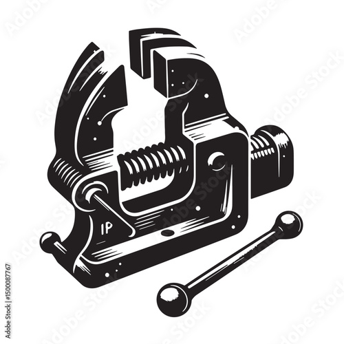 Black Vice Grips Silhouette Vector, High Quality Illustration on White Background
