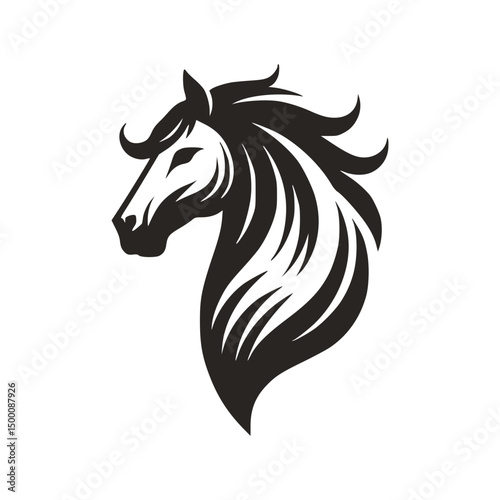 Horse Head Silhouette Logo Vector Riding Illustration White Shape Black Isolated Icon